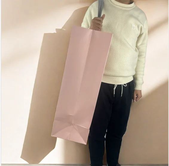 Small Medium and Large Ribbon Handle pink Blue Black Shopping Gift Paper Bag for  Packaging Oversized Paper Bag