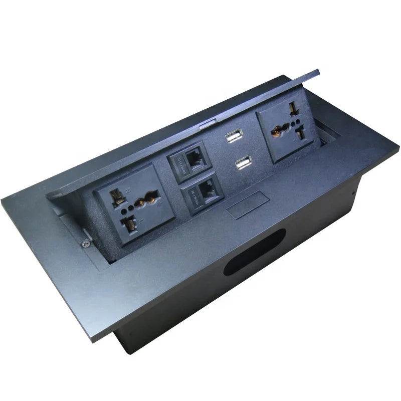 Pop-up Alloy Housing Tabletop Power Socket Type C USB Multi-function Desktop Power Socket