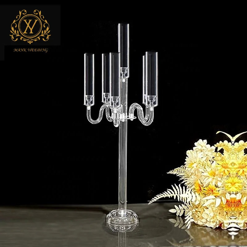 Clear Candlestick Decorative Pillar Wedding Candle Holder Acrylic Candelabra for Wedding Home Centerpiece Decor