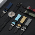 High-End Luxury Leather & Nylon Hybrid Watch Band Heavy Duty Watch Strap Two Pieces Watch Band 20mm with Quick Release Pin