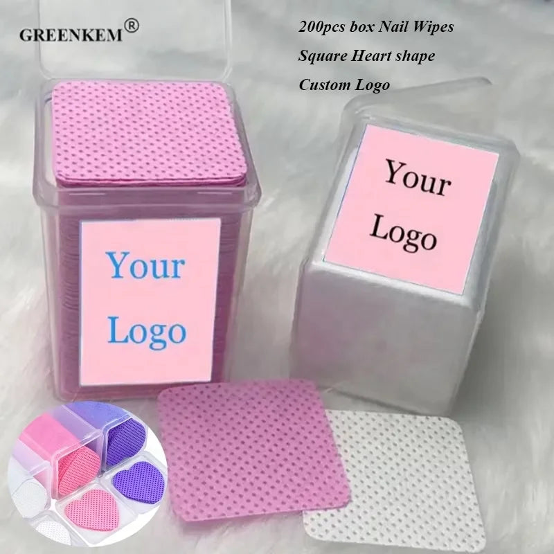 New Private Label Box Packing Nail Lint Free Wipes Custom Nail Polish Removal Wipes 200pcs