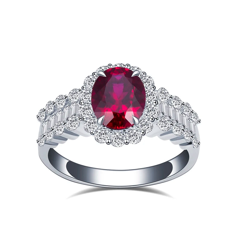 MSR-1401 18k White Gold Wedding Engagement Ring Oval Shape Lab Grown Gemstone Ring