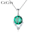 Round Cut Emerald and Ruby Gemstone 925 Sterling Silver Pendant Necklace Pave Cubic Zircon Jewelry for Christmas Birthday Gift