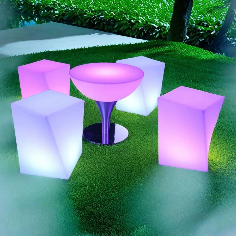 Modern Designer High Bar Counter Stool LED Lighting Durable Plastic Furniture Home Bar Kitchen Dining Living Room Outdoor Hotels