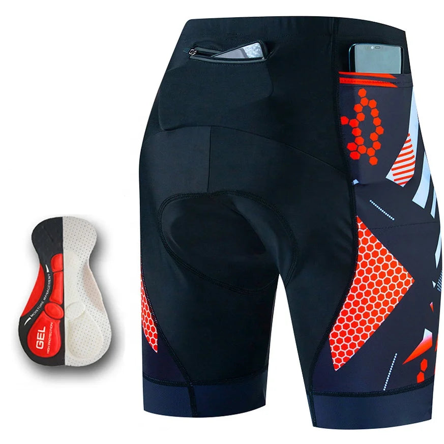 Custom Silicone Gripper 3 Pockets Men's Dry-Fit Gel Padded Sublimation Print Cycling Shorts Bicycle Shorts Bike Shorts for Men