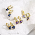 Light Luxury High-end Earrings 18k Gold-plated Zircon Geometric Earrings