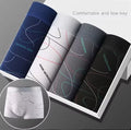Men's Mid-Rise Boxer Convex Printed Underpants Comfortable Solid Breathable Knitted Shorts Panties Male Fashion Style