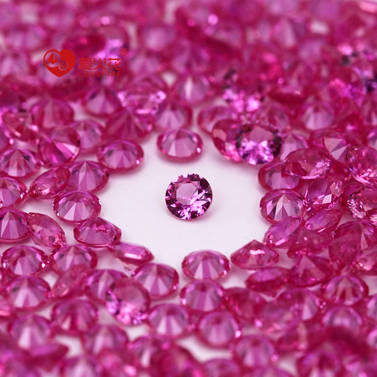 1000pcs/pack 3#rose Ruby Synthetic Corundum Stone Price Round Brilliant Cut Corundum