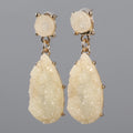 Luxury 2024 Fashion Natural Topaz Resin Crystal Ice Lava Gold Plated With Water Drop Diamond Shape Earrings for Women