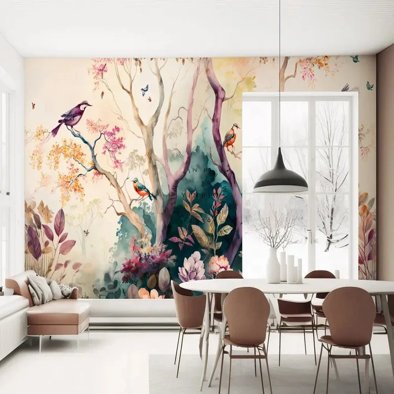 3D Floral Silk Wallpaper Classic Modern Design Waterproof Moisture-Proof Living Room Wall Mural Decoration