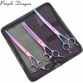 Purple Dragon Pet Grooming Scissors Kit 7.5" 8" Stainless Rainbow Straight Shears for Dogs Thinning Shears Curved Shears Z3005