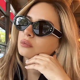 LMA 3007 Celebrity Luxury Star Rivets Cat Eye Men New Brand Shades Eyewear Vintage Oval SunGlasses Women Personality 2024