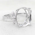 Semi Mount 12*16mm Sterling Silver Ring Empty Blank Support Claws Setting S925 Mountain Base Without Center Stone for DIY Inlay