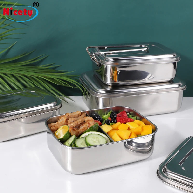 Children & Adults Stainless Steel Lunch Box Divider and 1/2/3 Compartments Lunch Box & Bento Box  for School Work