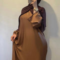 Abaya Close Cuff Maxi Dress Islamic Clothing Turkey Muslim Plain Belt Flowly Dubai Modest Straight Cut Satin Abaya With Pockets