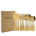 Wholesale Luxury Restaurant Spoon Knife Fork 24pcs Cutlery Set with Wooden Box 18/10 Stainless Steel Flatware Sets