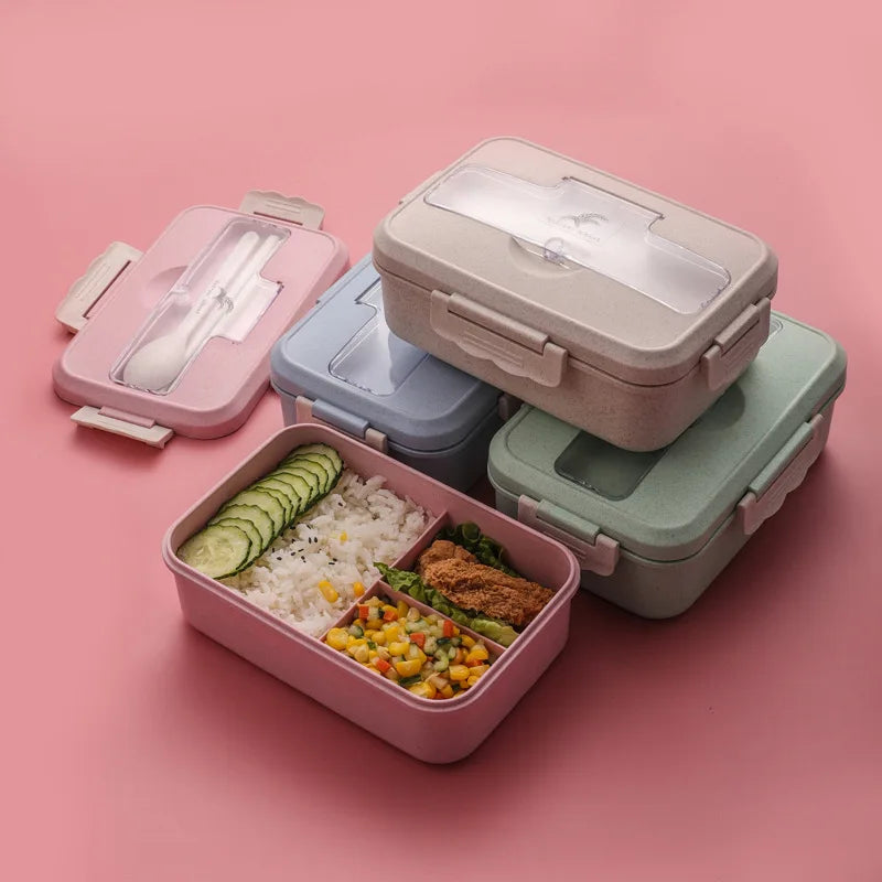 Best Selling Wheat Straw Student Lunch Box Microwaveable Work Bento Box