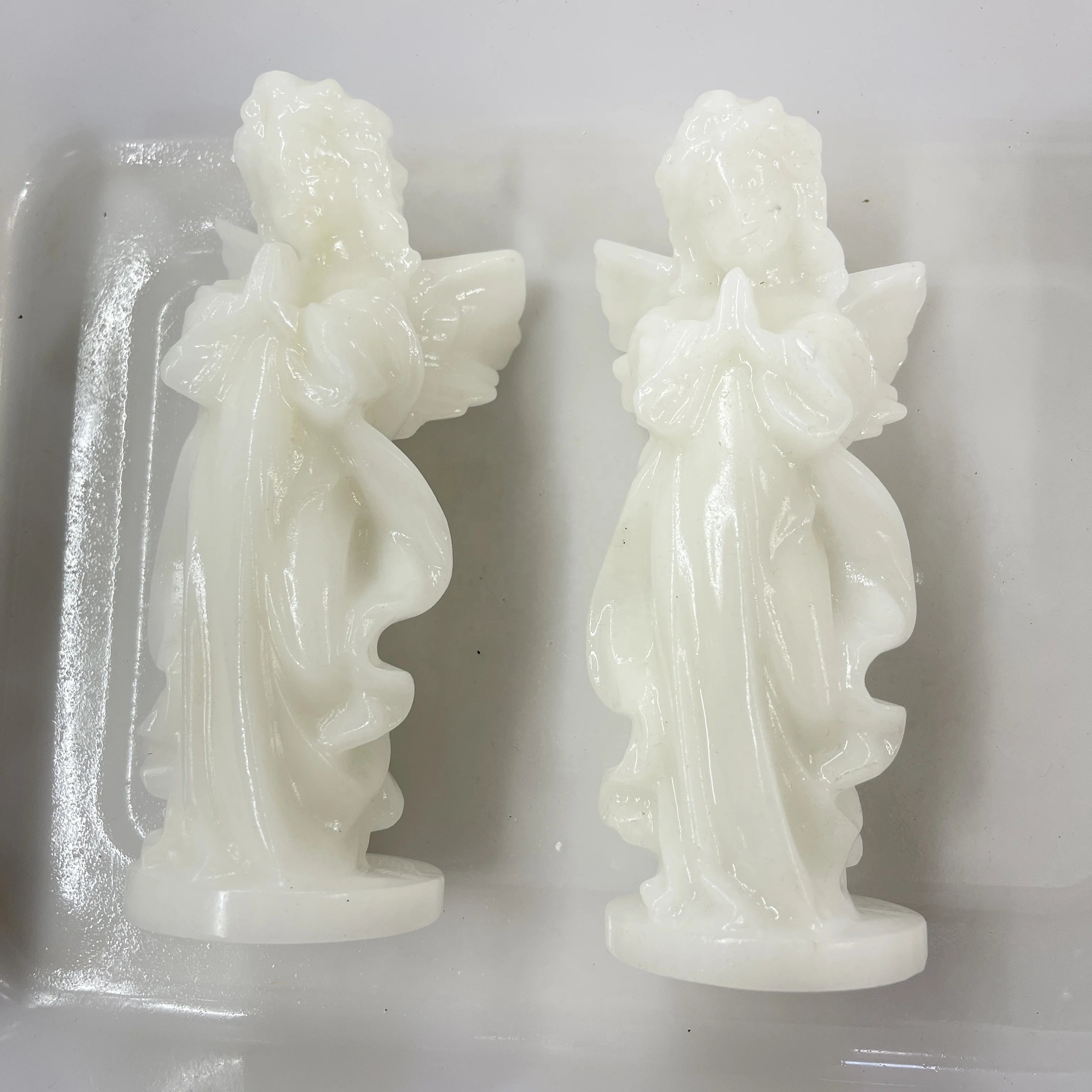 Natural Crystal Stone Angel Figurine Carved White Jade Angel Statue