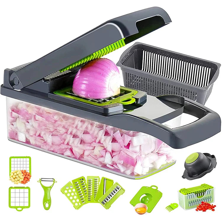 Kitchen 16 in 1 Vegetable Chopper Cutter Multi Operated Vegetable SlicerSafe Manual Salad Food Onion Vegetable Cutter Chopper