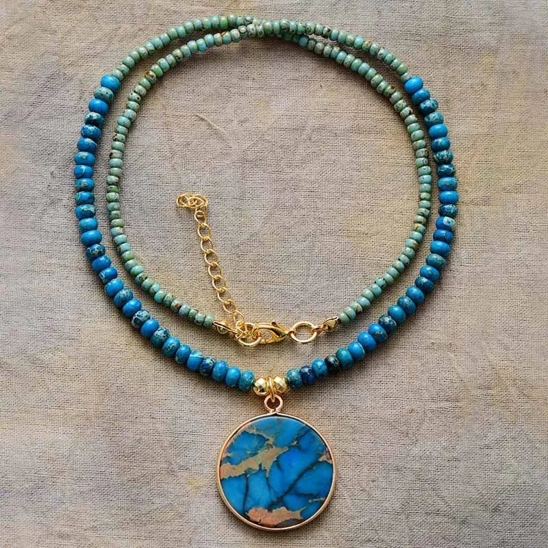 Luxury Onyx Pendant Seed Beads Strand Necklace Vintage Wedding Bohemia Man Woman Lovers Couples Jewelry