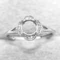 Sterling Silver 6*6mm Semi Mount Ring Empty Frame Blank Support Claw Setting S925 Base Holder Without Center Stone for DIY Inlay