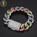 Hip Hop Mens Party Jewelry 18mm White Gold Plated Brass AAAAA CZ Diamond Glowing Iced Out Cuban Link Bracelet