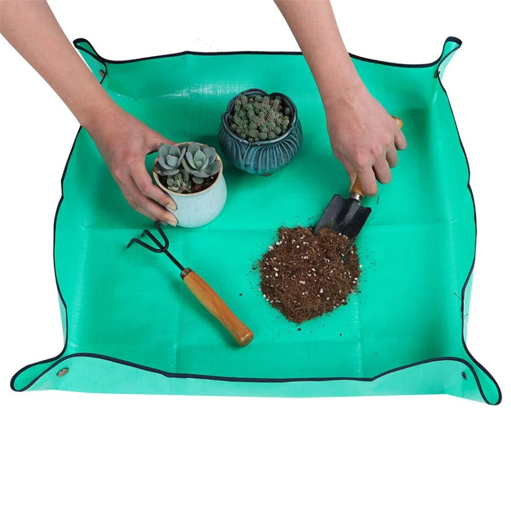 Gardening Plant Repotting Mat Unfold 66x66cm Waterproof Transplanting Operation Mat Green