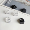 Simple Geometric Square Black Color Resin Finger Rings Women Fashion Transparent Acrylic Ring for Jewelry Gift