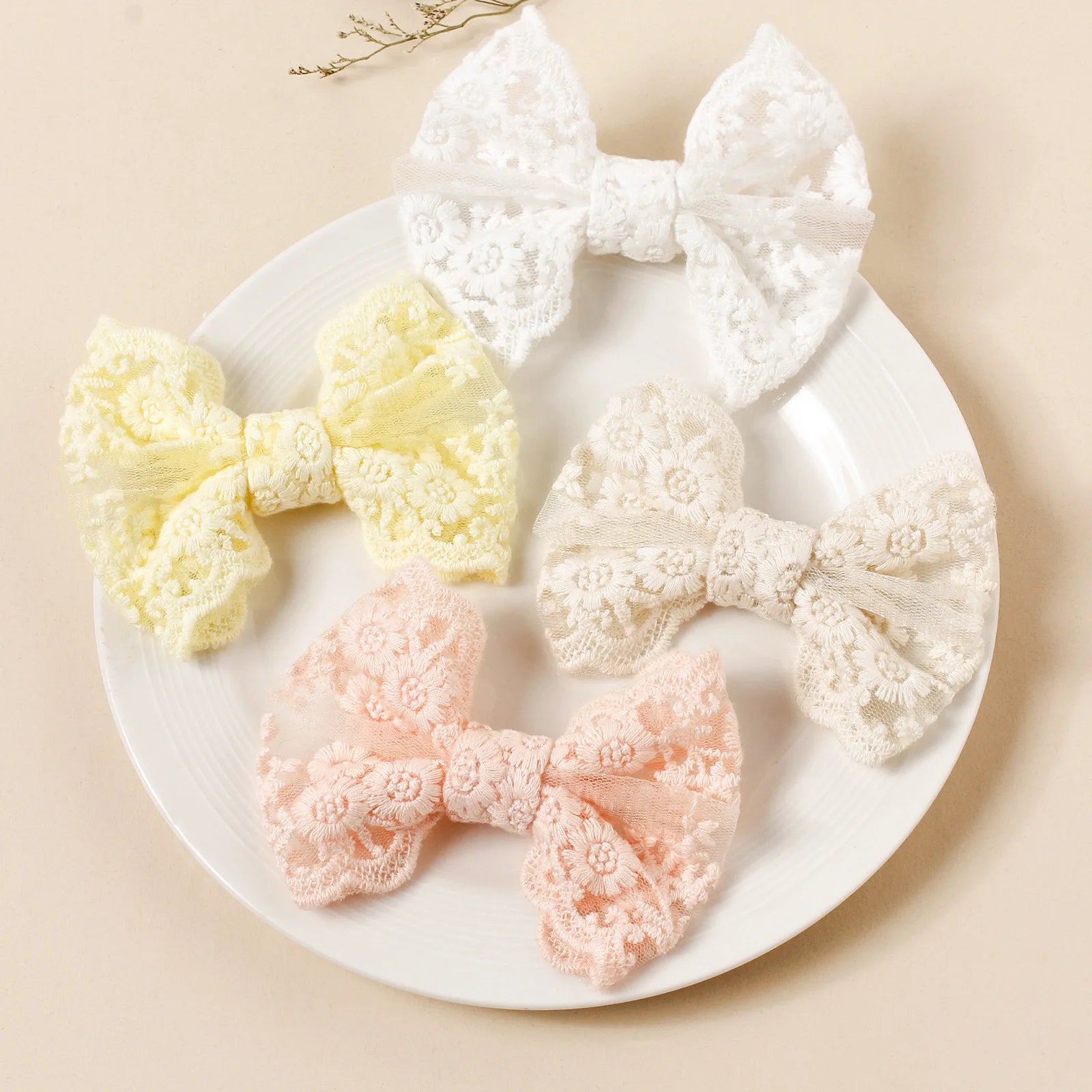 Boutique Kid Hairpin Ribbon Bow Hair Clips Accessories Ponytail Girl Tulle Lace Embroidery Side Hair Clip