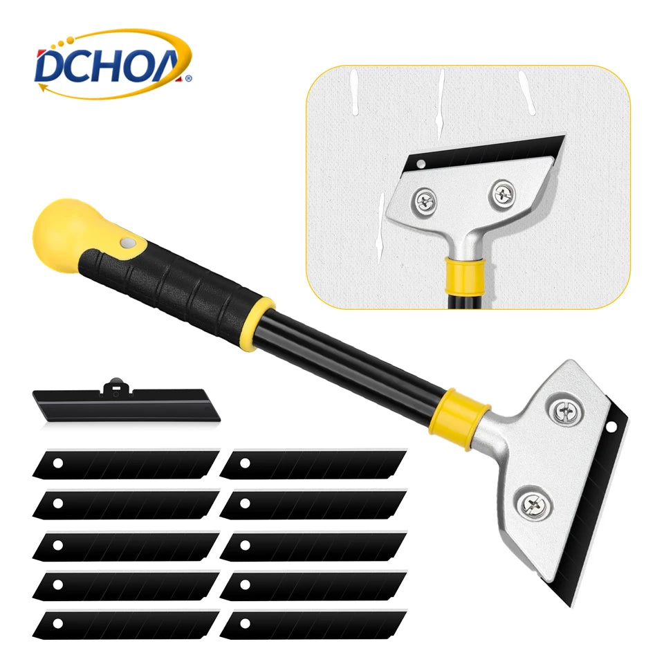 DCHOA Industrial & DIY Window Glass Razor Cleaning Blade Scraper with 10PCS Extra Metal Blades Customizable OEM Support