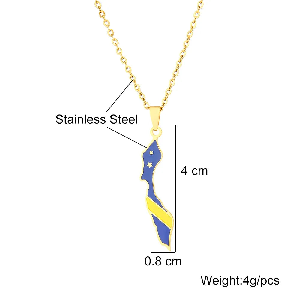 BINSHUO Wholesale Custom Stainless Steel Jewelry Drop Oil Curacao Nation Flag Map Men Pendant Couples Charm Necklace for Women