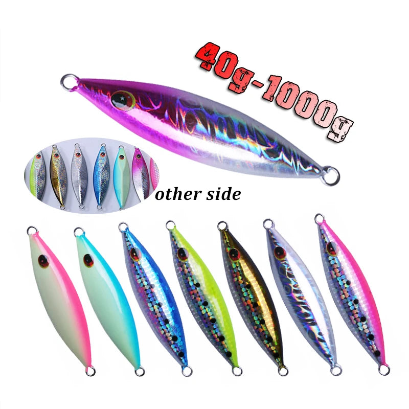 40g-1000g Saltwater Deep Sea Trolling Fishing Jig Lures Lead Heavy Metal Jig Tuna Lure