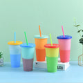 Eco Friendly Acrylic Tumbler Cups Colorful Plastic Water Bottles Coffee Mug Cute Juice Cup 22oz Coloring Changing Cups