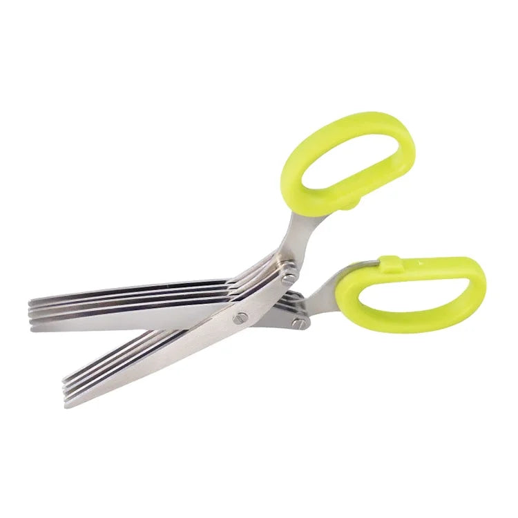 Hot Selling 5-layer Scissors Multifunctional Vegetable Cutter Kitchen Scissors with Cleaner Plastic Handle