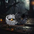 Unisex Retro Celtic Wolf Eternal Knot Titanium Steel Ring Stainless Steel Cluster Jewelry with Silver Plating