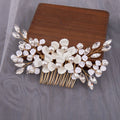 Floral Hair Accessories Hand-made Rhinestone Pearl Hair Comb