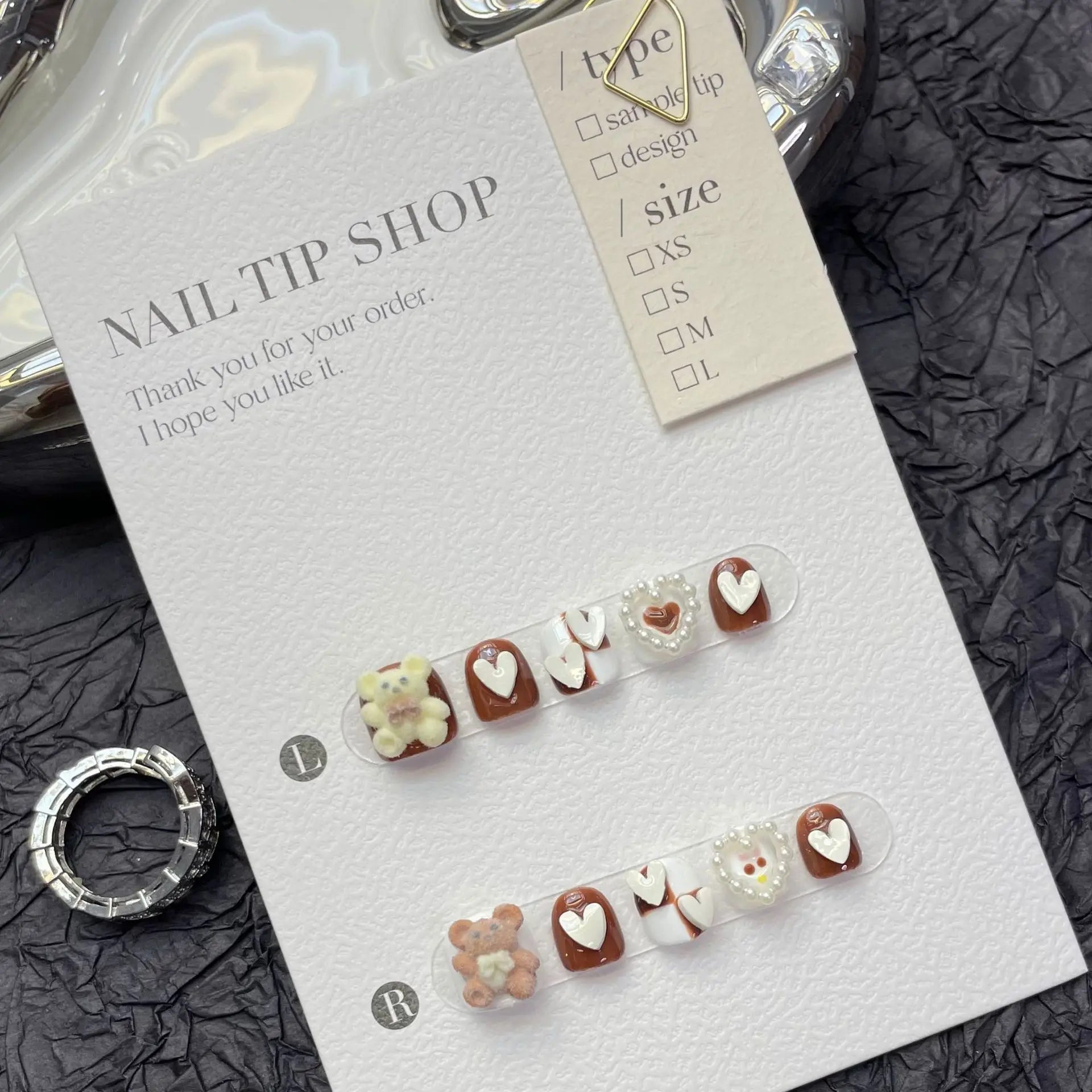 Wholesale Customized 3D French Style Artificial False Nails Kids Almond Diamond ABS Handmade Press on Nails Cartoon