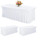 Fancy Dark Green 8ft Spandex Waterproof Customizable Table Skirting for Wedding Buffet Banquet Folding Events Tablecloth Covers
