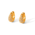 Hot Selling 18K Gold Stainless Steel  Punky Rhinestone White Diamond Chunky Hypoallergenic Huggie Hoop Earrings for Girls