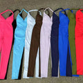 Women's Jumpsuit Leggings Sports Romper Playsuit Stretchy Soft Lightweight Halter Neck Scrunch Bodyusuit Pockets Yoga Wear Set