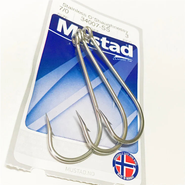 Mustad  Stainless Steel Fishing Hooks Long Shank Saltwater Carp Fishhooks