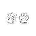 Personalize Alphabets Initials Dog Cat Puppy Kitten Paw BFF Animal Lover Pet Paw Print Stud Earrings 925 Sterling Silver