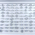 Fashion Rhinestone Crystal Mixed Wedding Engagement Ring Silver Plated White  Mosan Diamond Ring 2023