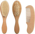 Customized Wooden Handle Compact Super Soft Goat Bristles Baby Hair Brush & Hair Massage Comb for Newborns & Toddlers