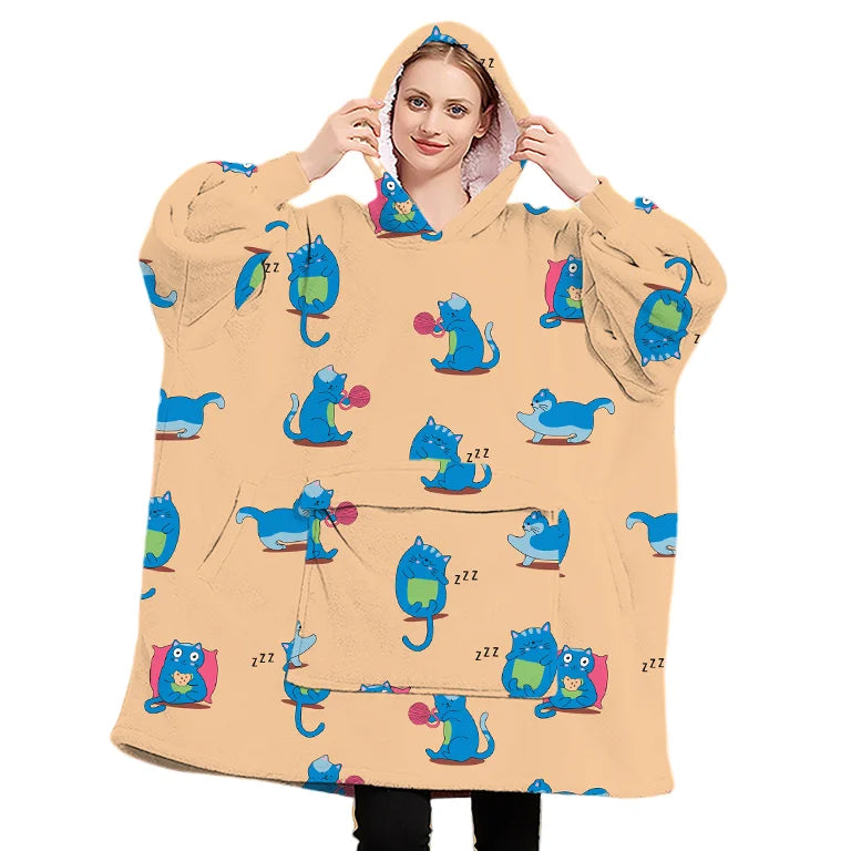 Low MOQ China Factory Adult Winter Hoodie Blanket Hooded Sherpa Ultra Plush Wearable 100% Polyester Anti-Pilling