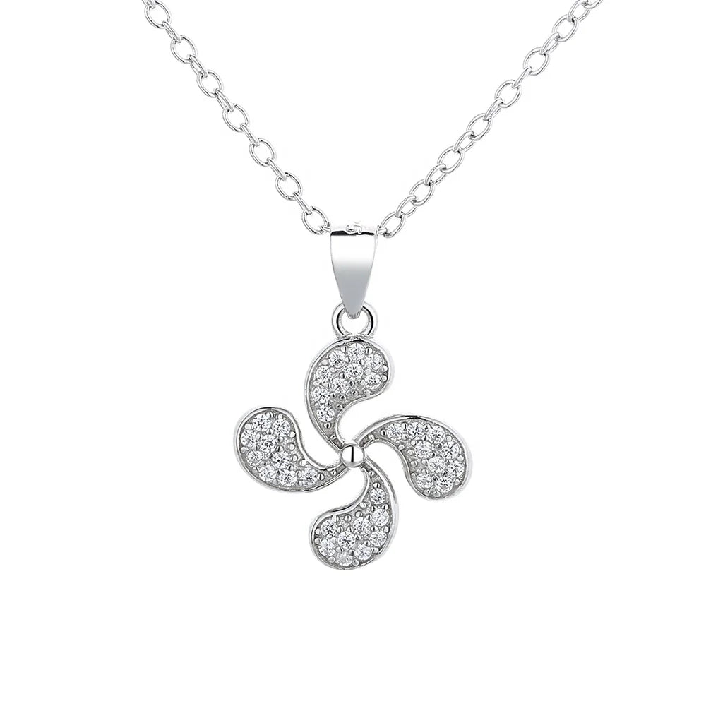 Flower Romantic Pendant Comes As Sterling Silver Pendant With Four-leaf Clover Jewelry