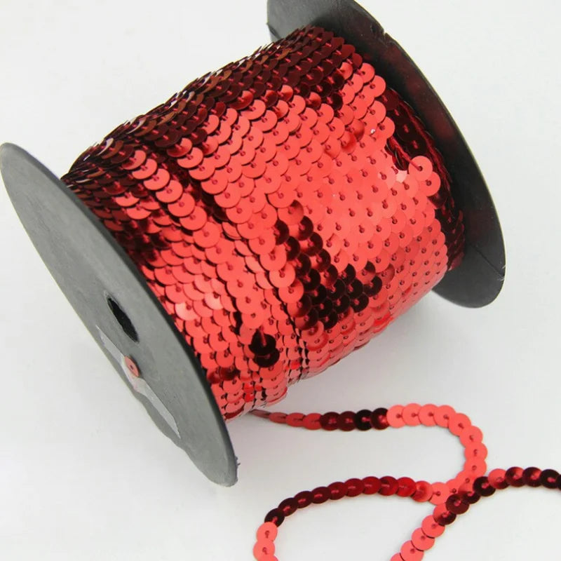 100 Y 6mm Flat Sequins Connected Cord Lace Sewing Purple Sequined Ribbon Pvc Cluster AB Laser Sequined Trims for Costume