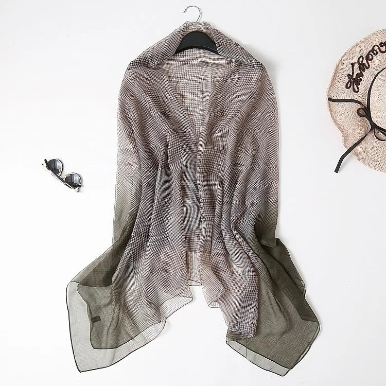 New Fashion Scarf Women's Thin Gradient Bird Check Long Sun Protection Versatile Shawl Wholesale