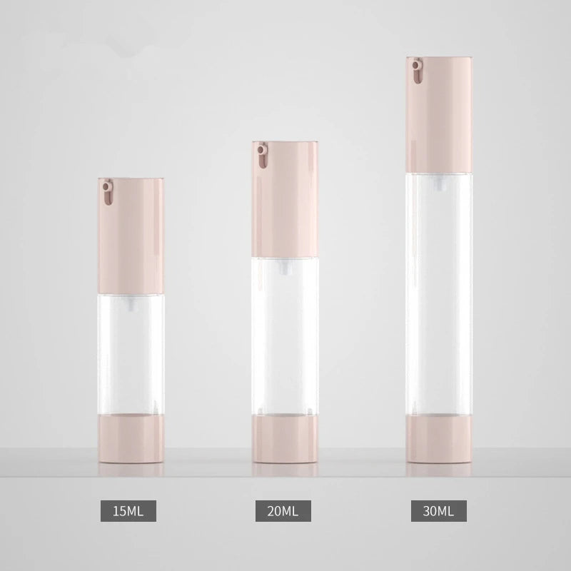 Luxury 15ml Airless Cosmetic Bottle with Lids Customized Plastic Refillable Subpackage for Lotion