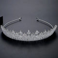 SLBRIDAL Luxury Sparkling Full Cubic Zircon Bridal Tiara Headband Wedding Crown Pageant CZ Hair Accessories Women HairJewelry